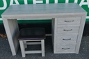 Four Drawer Grey Dressing Table / Desk With Stool