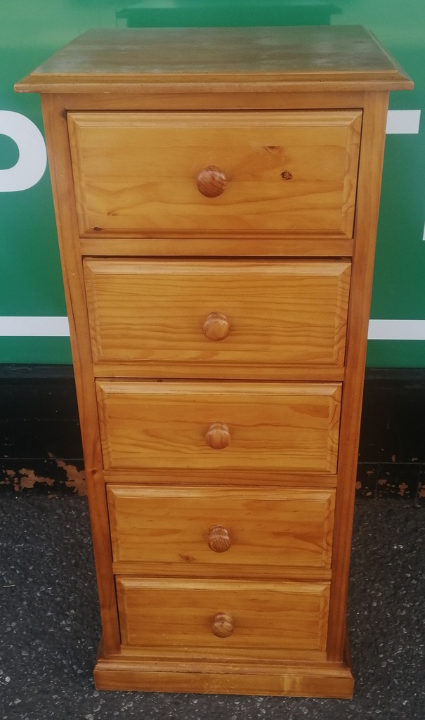 PINE FIVE DRAWER WELLINGTON CHEST