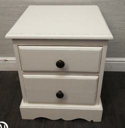 [HF17106] shabby chic two drawer solid pine bedside chest