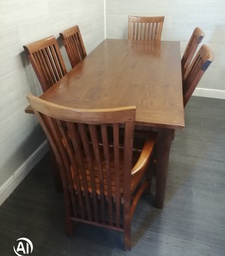 [HF17458] Lovely rustic dark wood table and six chairs