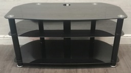[HF18153] BLACK GLASS TV STAND
