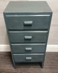 [HF18382] Painted retro four drawer bedside chest / side table