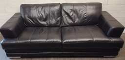 [HF18478] Quality black leather three seater sofa