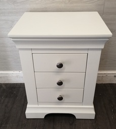 [HF18527] Quality three drawer white bedside