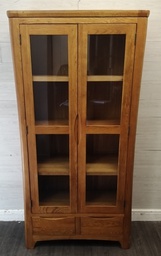 [HF18524] OAK GLAZED FRONTED DISPLAY UNIT WITH DRAWERS