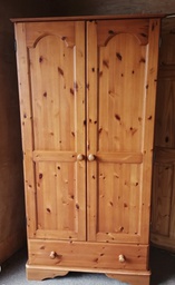 [HF18742] Double pine wardrobe with drawer