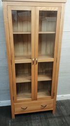 [HF18875] Lovely Oak  Glazed Display Bookcase